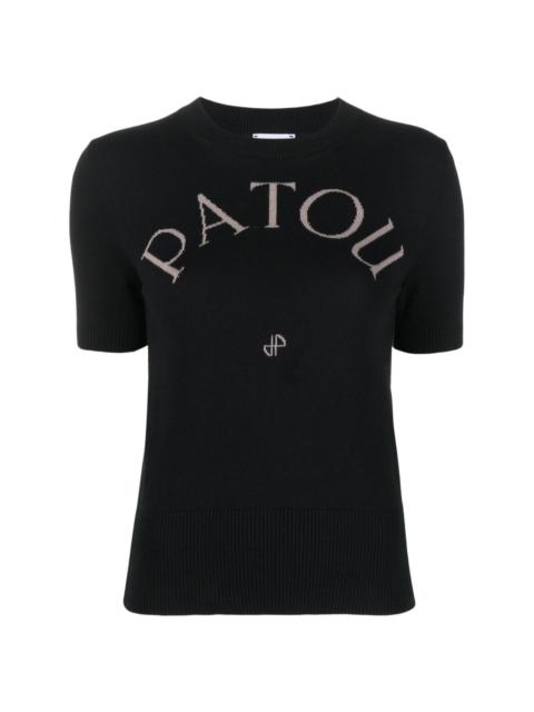 PATOU logo-intarsia short-sleeve jumper