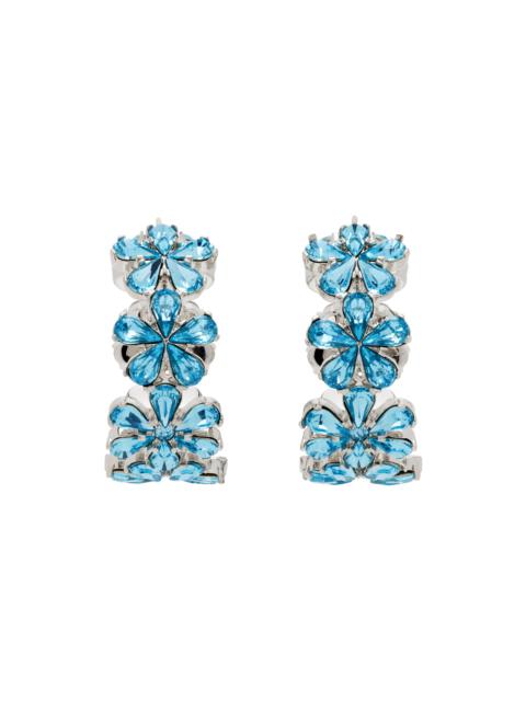 Amina Muaddi Silver & Blue Lily Hoop Earrings