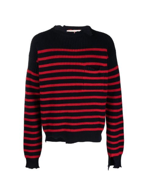 distressed striped jumpers