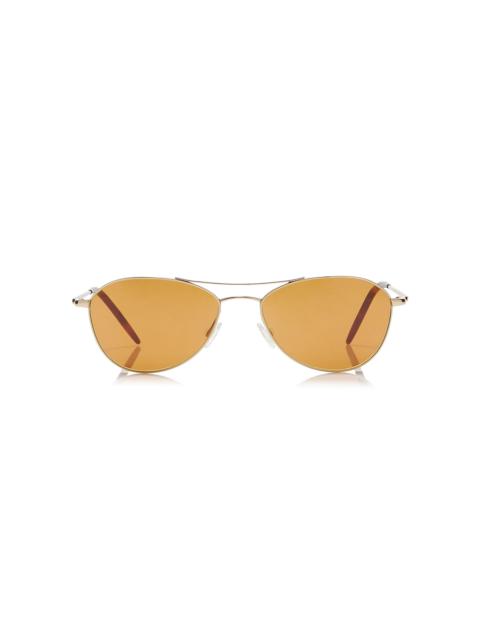 Oliver Peoples Aero Aviator Metal Sunglasses orange