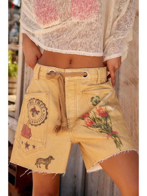FREE PEOPLE We The Free Moxie Printed Barrel Shorts