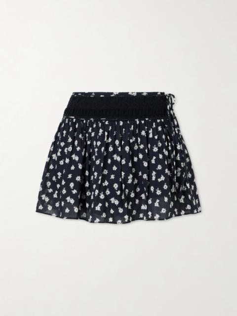 POSSE Danielle Floral-print Lace-trimmed Cotton-voile Mini Skirt