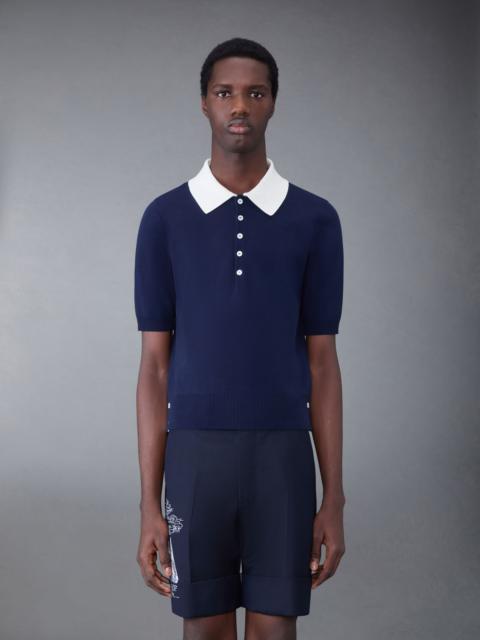 Thom Browne Cotton Milano Contrast Short Sleeve Polo