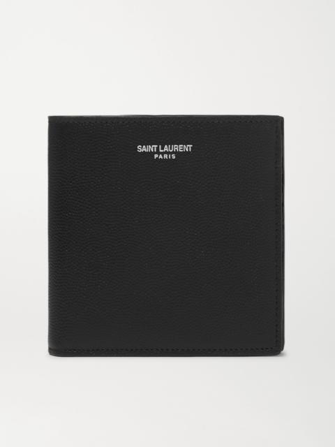 SAINT LAURENT Logo-Print Pebble-Grain Leather Billfold Wallet