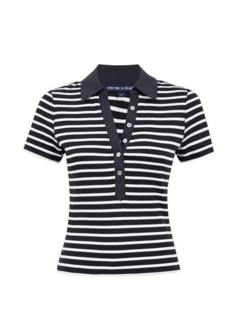 VERONICA BEARD button-fastening striped-pattern T-shirt
