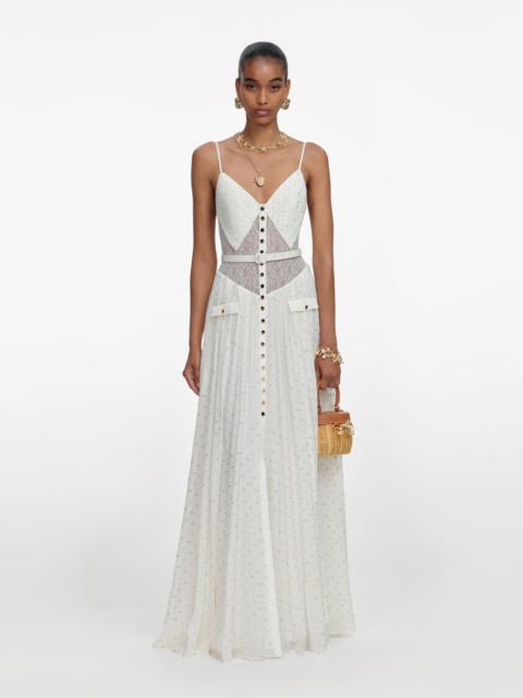 Cream And Gold Chiffon Maxi Dress