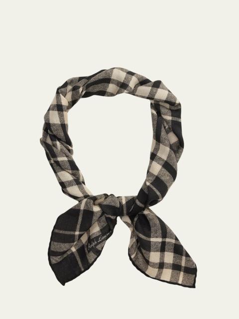 Ralph Lauren Men's Cashmere and Silk Buffalo Plaid Neck Scarf
