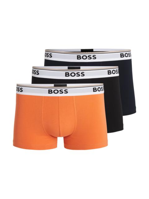 BOSS THREE-PACK OF STRETCH-COTTON TRUNKS WITH LOGO WAISTBANDS