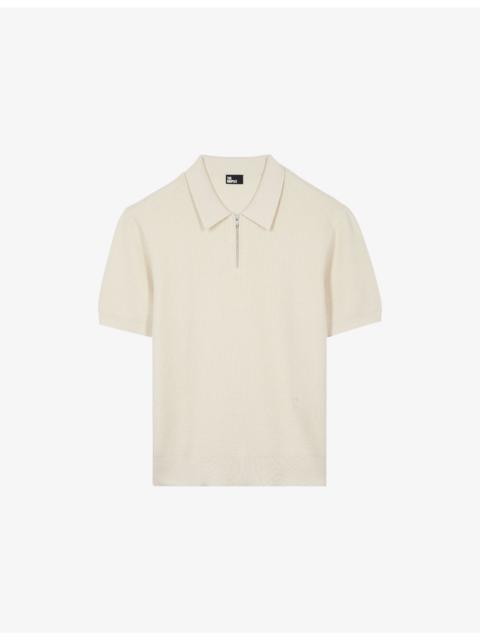 The Kooples Zipped-Collar Short-Sleeve Knitted Polo