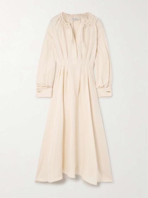 Max Mara Maineline pleated linen and silk-blend maxi dress