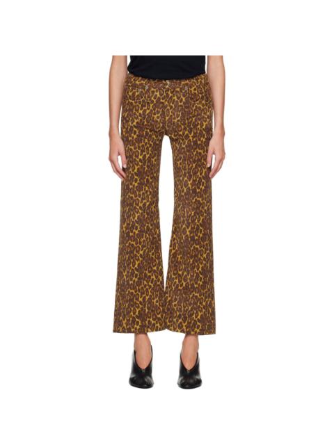 R13 Brown Joan Cropped Flare Jeans