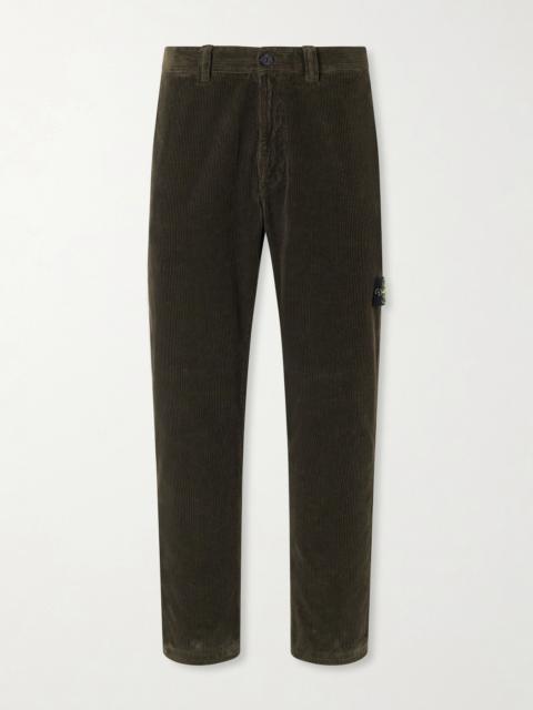 Stone Island Logo-Appliquéd Wide-Leg Cotton-Corduroy Trousers