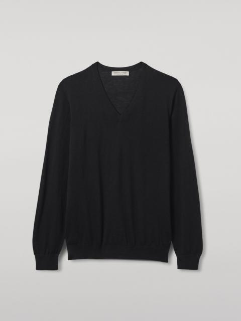 Johnstons of Elgin Fin Black V Neck Superfine Cashmere Jumper