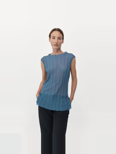 ST. AGNI Fine Pleat Knit Top - Steel Blue