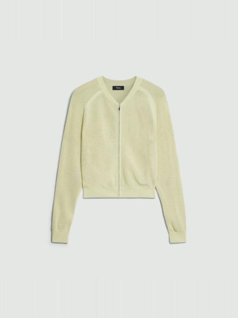 Theory Pointelle Bomber Jacket in Crepe Knit