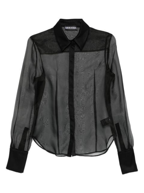 David Koma panelled semi-sheer shirt