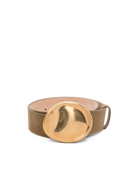 KHAITE Keefe suede antique-gold belt