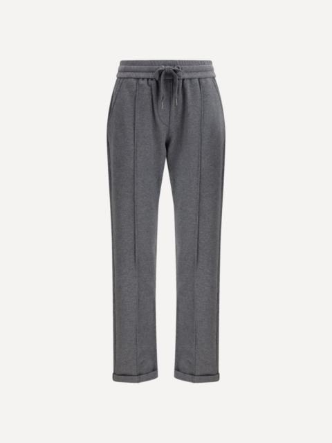 Brunello Cucinelli Track stretch-fleece Trousers with monili detailing