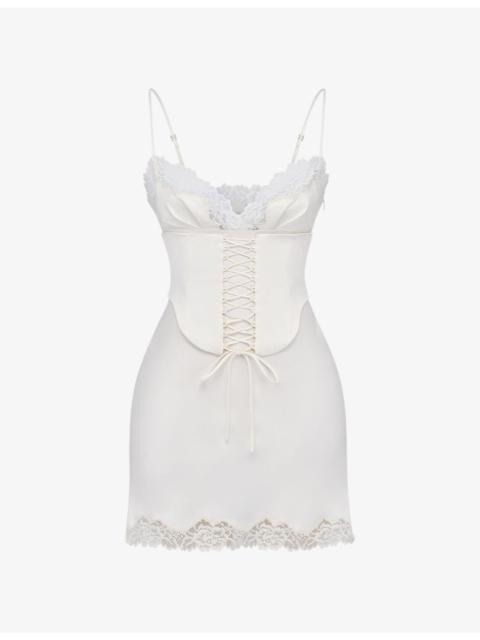 House of CB Soraya lace-trimmed satin mini dress