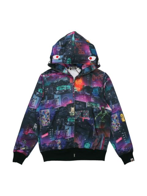 A Bathing Ape Shark Neon Tokyo Full Zip Hoodie 'Purple' 1G30-115-020