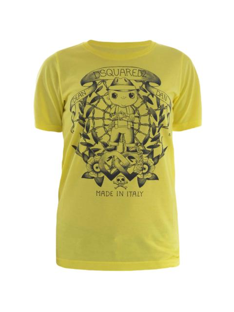 DSQUARED2 Dean Dan Printed Cotton T-Shirt "Yellow" S72GC0979-S21600-172