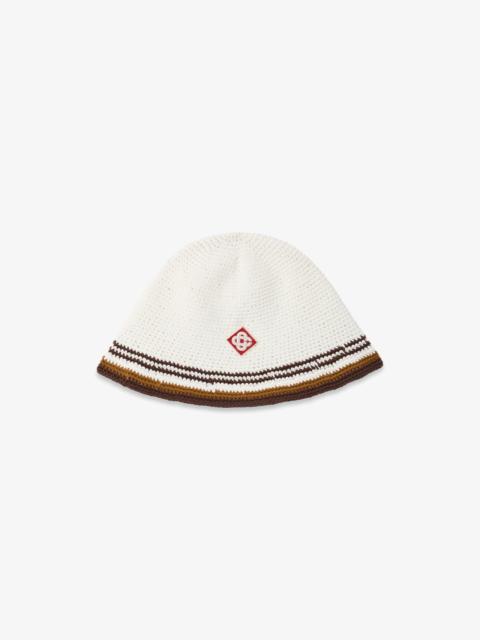 CASABLANCA White & Brown Stripe Crochet Hat | Casablanca Paris