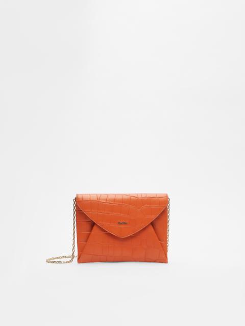 Max Mara Crocodile-print leather clutch