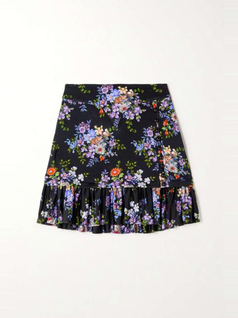 Ruffled floral-print stretch-jersey mini skirt