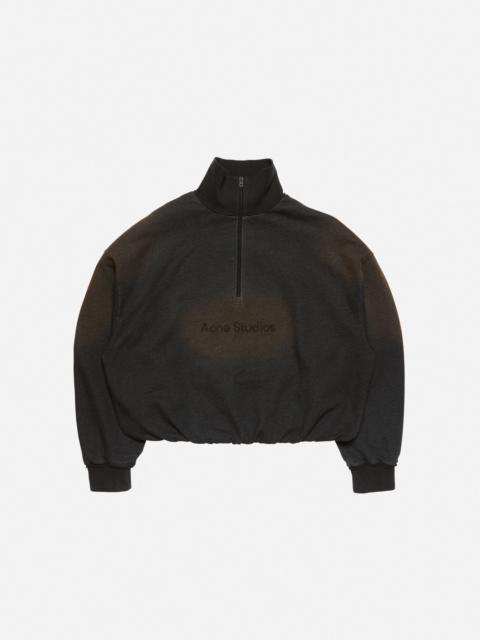 Acne Studios Acid Wash Half-Zip Sweatshirt - Dark Grey Melange