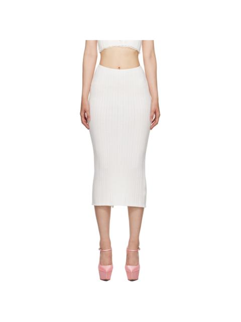GUIZIO White Ribbed Midi Skirt