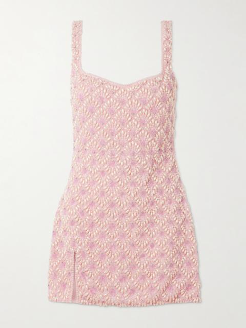 CLIO PEPPIATT Ariel Embellished Beaded Tulle Mini Dress