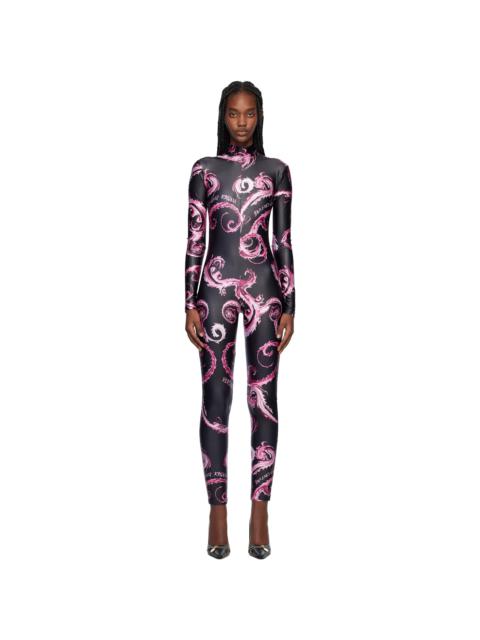 VERSACE JEANS COUTURE Black & Purple Chromo Couture Catsuit