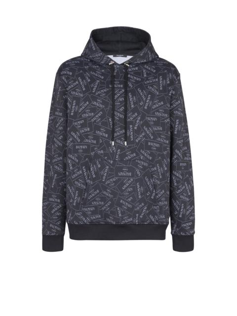 Balmain Hoodie with all-over Balmain label print