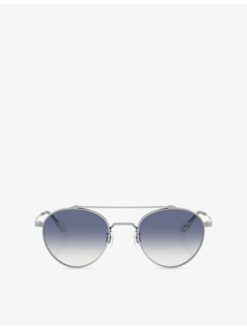 Oliver Peoples OV1223ST Watts Oval-Frame Metal Sunglasses
