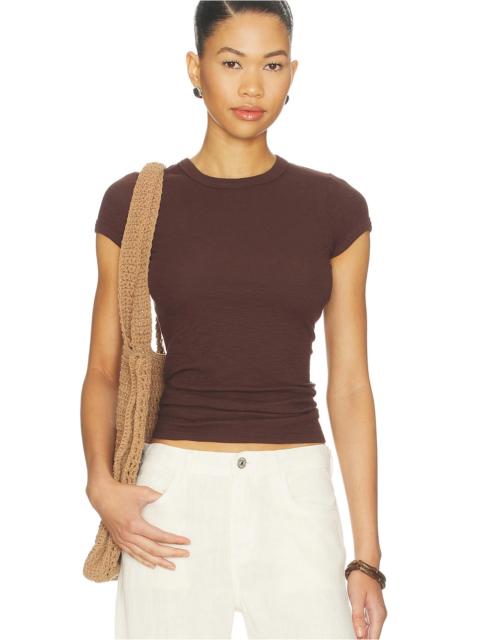 Enza Costa Textured Rib Cap Sleeve Crew
