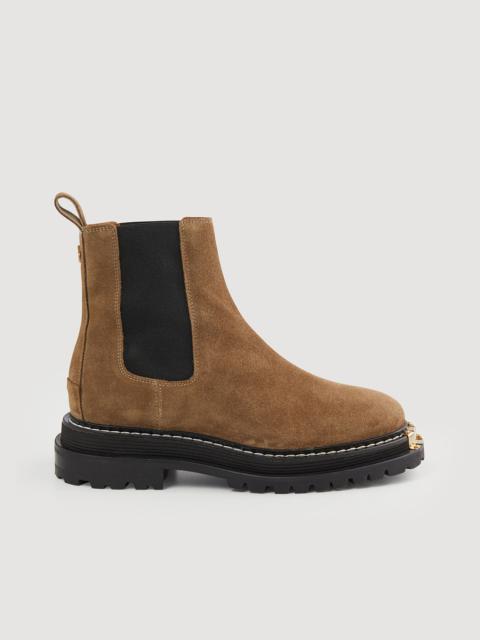 Sandro ELASTICATED LEATHER CHELSEA ANKLE BOOTS