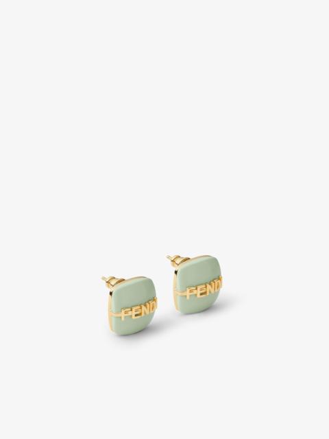 FENDI Fendigraphy Earrings Pastel green and gold-colored metal earrings