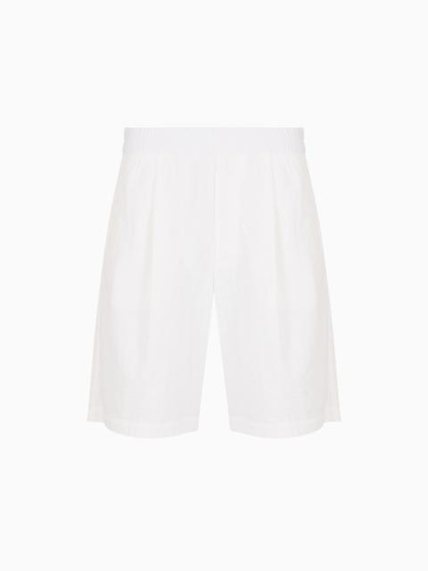 GIORGIO ARMANI Cotton-blend single-darted Bermuda shorts