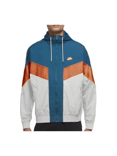 Nike Nike Woven Contrasting Colors Athleisure Casual Sports Hooded Jacket Blue White Orange Colorblock DC