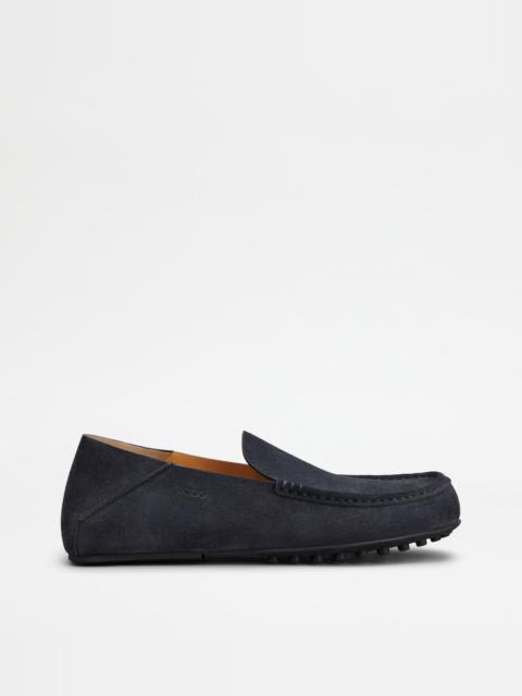 Tod's SLIPPER LOAFERS IN SUEDE - BLUE