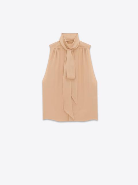 SAINT LAURENT lavallière-neck tunic shirt in silk satin