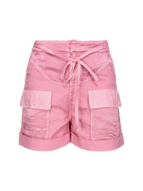 pocket-embellished seersucker shorts