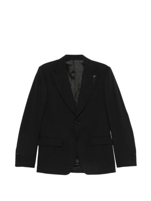 LARDINI peak-lapel flower-pin blazer