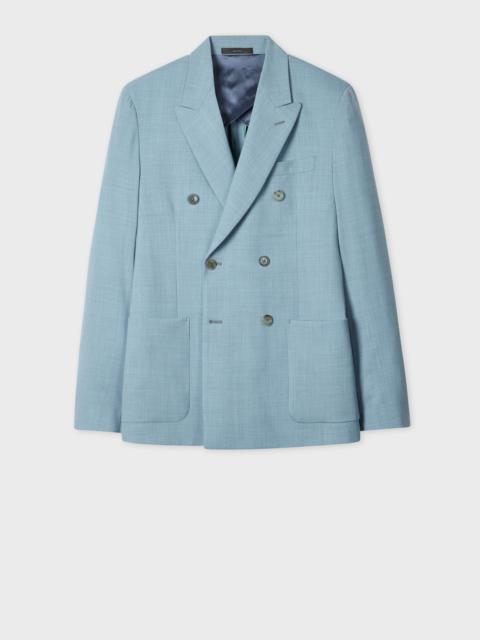 Paul Smith Tailored-Fit Light Blue Overdyed Marl Wool Double-Breasted Blazer