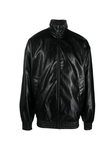 high-shine faux-leather jacket