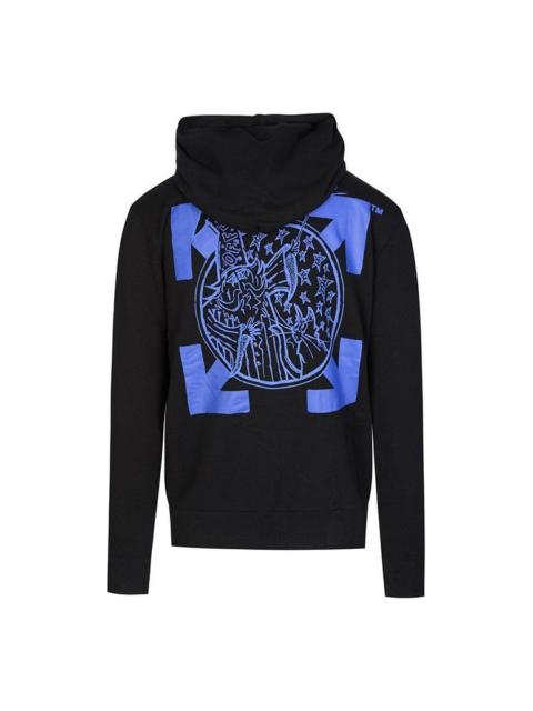 Off-White Off-White Blue Pattern Hooded Jacket Black OMBE001F19E300171030