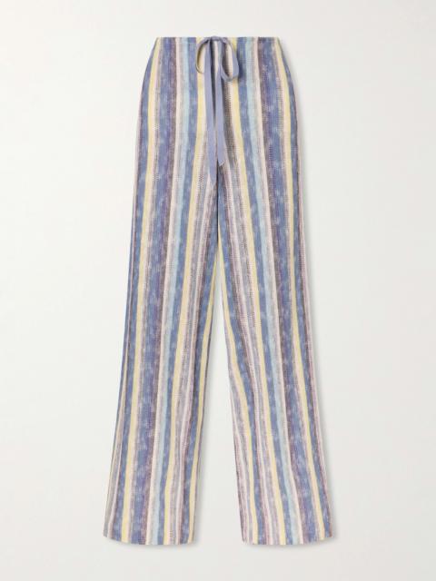 ANNA SUI Serape Striped Crocheted Cotton-blend Wide-leg Pants