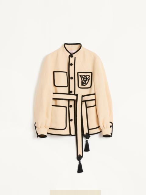 Valentino SILK AND JUTE CANVAS JACKET WITH VG EMBROIDERY