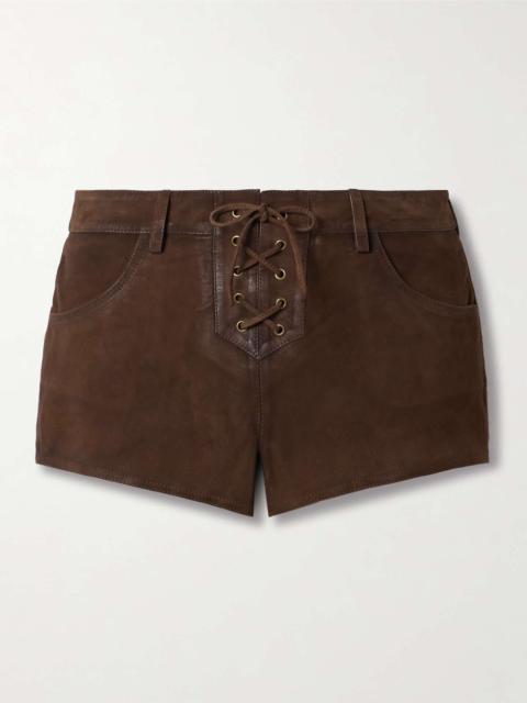 Isabel Marant Vanel lace-up suede shorts Chocolate