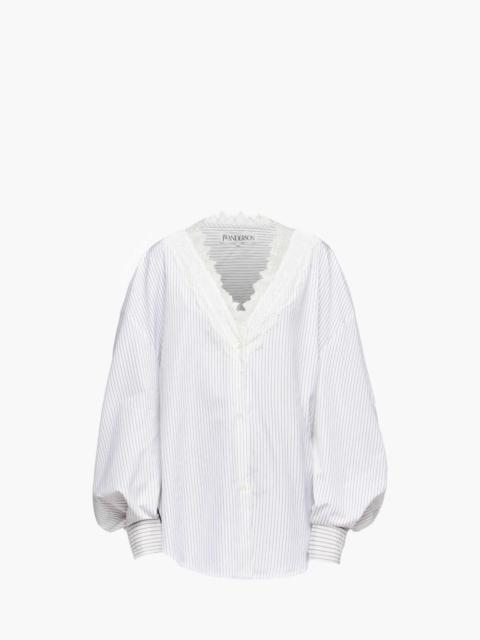 JW Anderson V-NECK LACE TRIM SHIRT